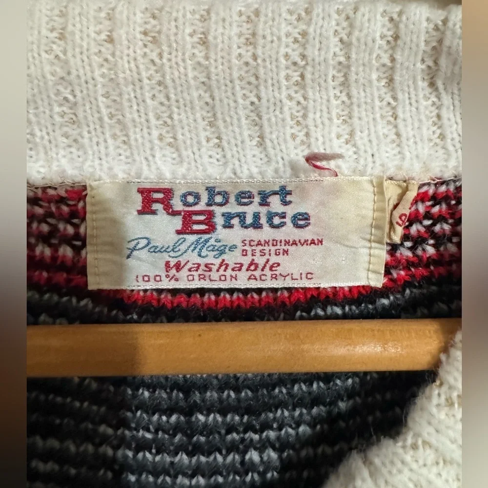 Robert Bruce Paul Mage Vintage Nordic Scandinavian Pattern Crewneck Sweater S